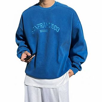 Letter Embroidery Pullover Baggy Sweatshirt