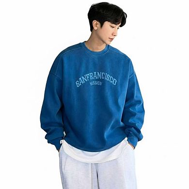 Letter Embroidery Pullover Baggy Sweatshirt