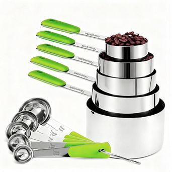 10 pc Stainless Steel Measuring Cups and Spoons Set