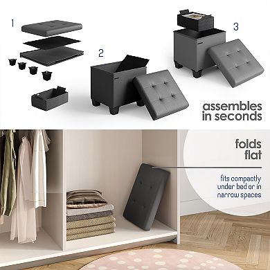 Storage Ottoman Bench with Storage Bins