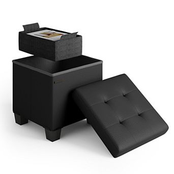 Storage Ottoman Bench with Storage Bins