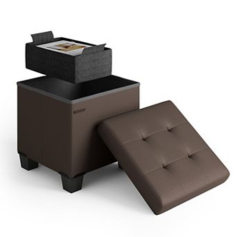 Storage Ottoman Bench with Storage Bins