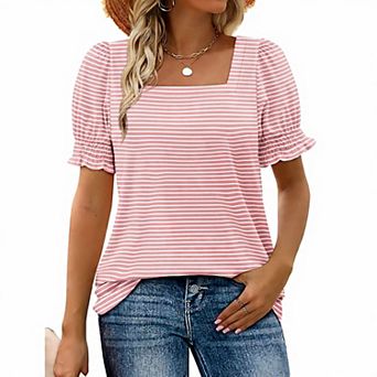 Women's Ruffle Trim Square Neck Tee