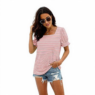 Women's Ruffle Trim Square Neck Tee