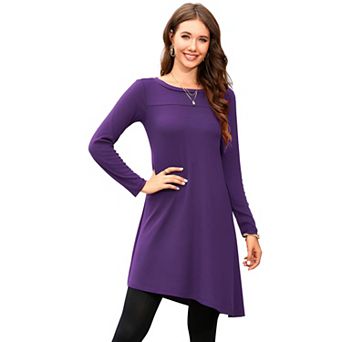 Casual Button Side Round Neck Long Sleeve