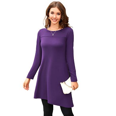 Casual Button Side Round Neck Long Sleeve