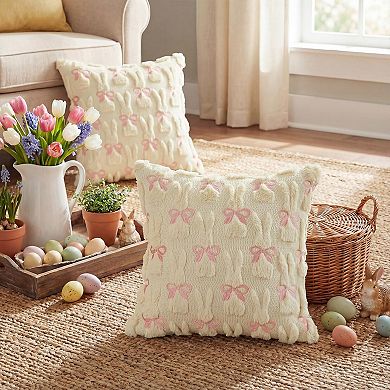 2pcs Easter Rabbit Embroidered Plush Jacquard Throw Pillow Covers
