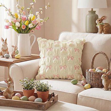 2pcs Easter Rabbit Embroidered Plush Jacquard Throw Pillow Covers
