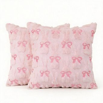 2 pc Easter Rabbit Embroidered Plush Jacquard Throw Pillow Covers