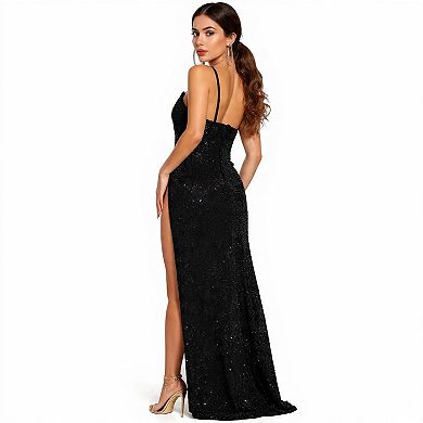 Bodycon Sequin Dress with Side Slit