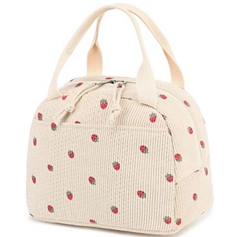10L Corduroy Lunch Tote Insulated Reusable Cooler Work Picnic