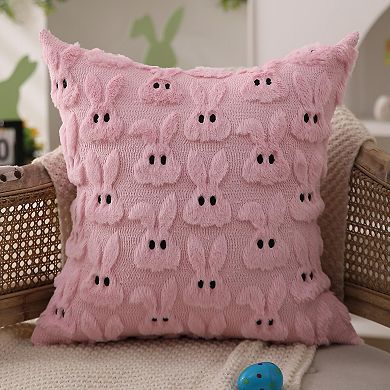 2pcs Easter Rabbit Plush Jacquard Throw Pillow Covers Holiday Decor
