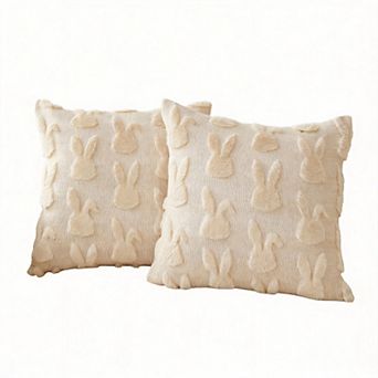 2 pc Easter Bunny Plush Pillow Covers Decorative Cushion for Sofa Couch