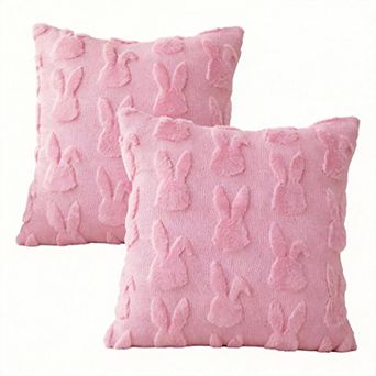 2 pc Easter Bunny Plush Pillow Covers Decorative Cushion for Sofa Couch