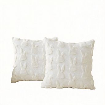 2 pc Easter Bunny Plush Pillow Covers Decorative Cushion for Sofa Couch