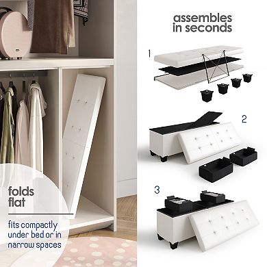 Storage Ottoman Bench with Storage Bins