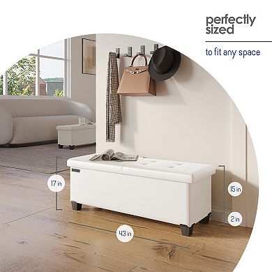 Storage Ottoman Bench with Storage Bins