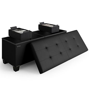Storage Ottoman Bench with Storage Bins