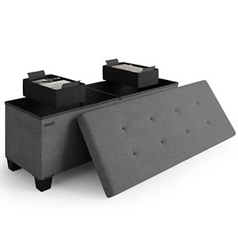 Storage Ottoman Bench with Storage Bins