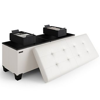 Storage Ottoman Bench with Storage Bins