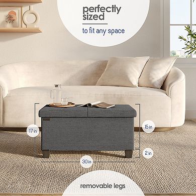 Storage Ottoman Bench with Storage Bins