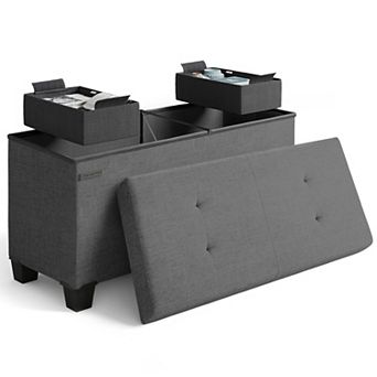Storage Ottoman Bench with Storage Bins