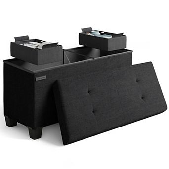 Storage Ottoman Bench with Storage Bins