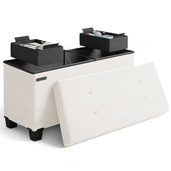Storage Ottoman Bench with Storage Bins
