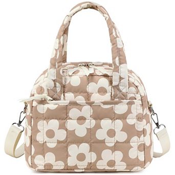 10L Quilted Puffer Lunch Tote Adjustable Strap Insulated Work School