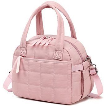 10L Quilted Puffer Lunch Tote Adjustable Strap Insulated Work School