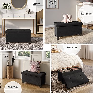 Storage Ottoman Bench with Storage Bins