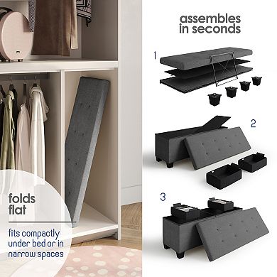 Storage Ottoman Bench with Storage Bins