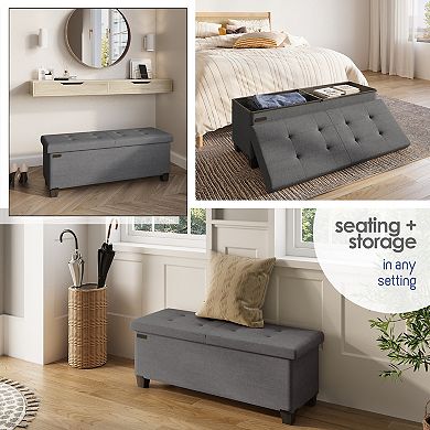 Storage Ottoman Bench with Storage Bins