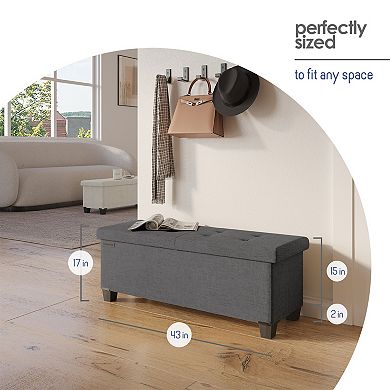Storage Ottoman Bench with Storage Bins