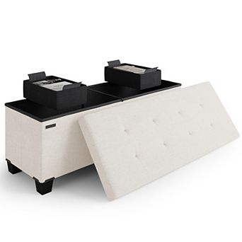 Storage Ottoman Bench with Storage Bins
