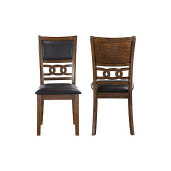 New Classic Furniture Gia Faux Leather Dining Chairs in Brown (Set of 2)