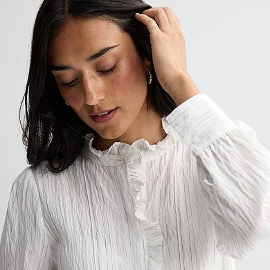 Women's Sonoma Goods For Life® Ruffle Trim Button-Front Shirt