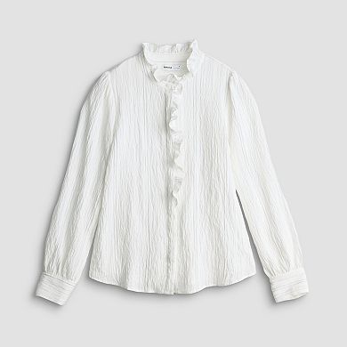 Women's Sonoma Goods For Life® Ruffle Trim Button-Front Shirt