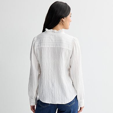 Women's Sonoma Goods For Life® Ruffle Trim Button-Front Shirt