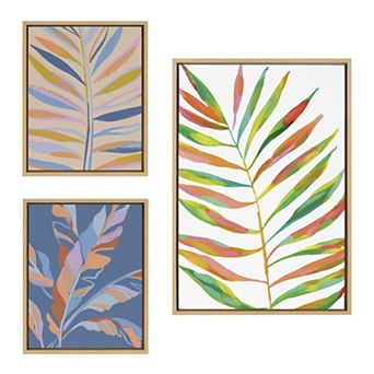 Sylvie Rainbow Palms Blush Framed Canvas Art Set by Various Artists 3 pc Set