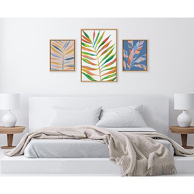 Sylvie Rainbow Palms Blush Framed Canvas Art Set by Various Artists 3 Piece Set