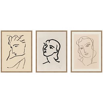 Profil de Femme by Henri Matisse 3 pc Framed Canvas Wall Art Set