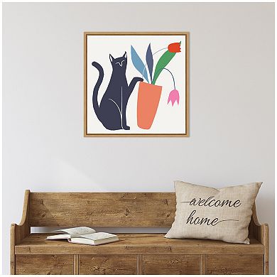 Sylvie Cat Vase 6 Framed Canvas by Hannah Beisang