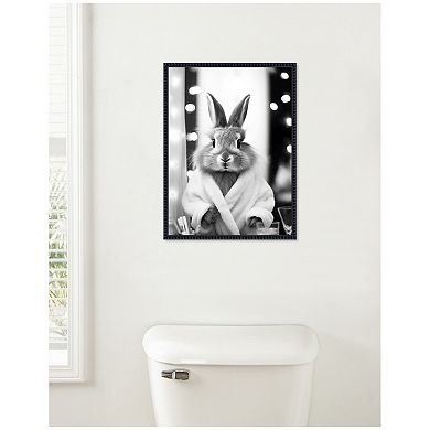 Sylvie Bunny Glam Bathroom Art Framed Canvas by The Creative Bunch Studio