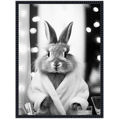 Sylvie Bunny Glam Bathroom Art Framed Canvas by The Creative Bunch Studio