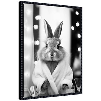 Sylvie Bunny Glam Bathroom Art Framed Canvas by The Creative Bunch Studio