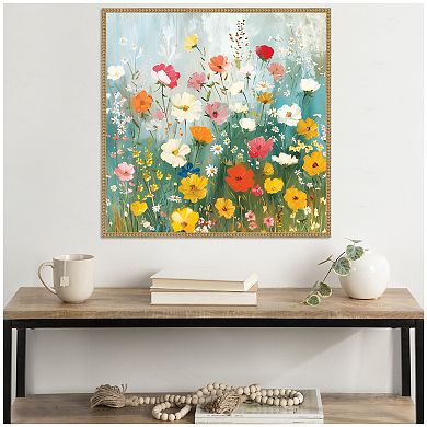 Sylvie Boho Wildflower Garden Framed Canvas by The Creative Bunch Studio
