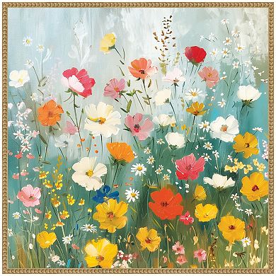Sylvie Boho Wildflower Garden Framed Canvas by The Creative Bunch Studio