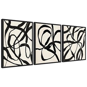 Sylvie Black Twist 1,3 and 4 Framed Canvas Art Set by Alicia Bock