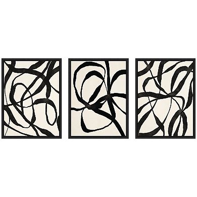 Sylvie Black Twist 1,3 and 4 Framed Canvas Art Set by Alicia Bock